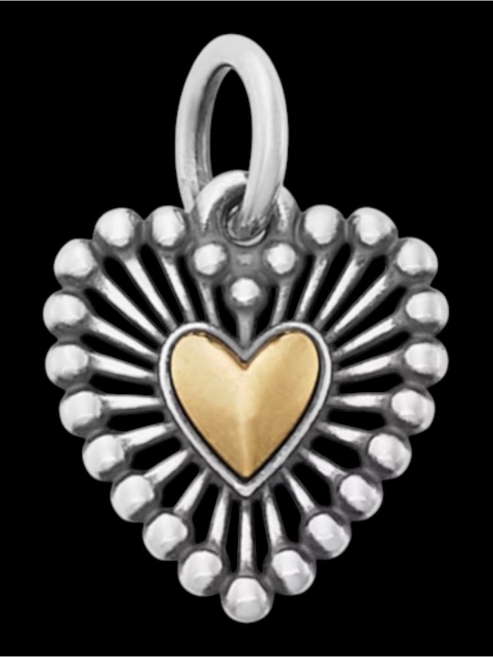 Retired James Avery Shining Heart Charm Sterling Silver 14K Uncut New in Box